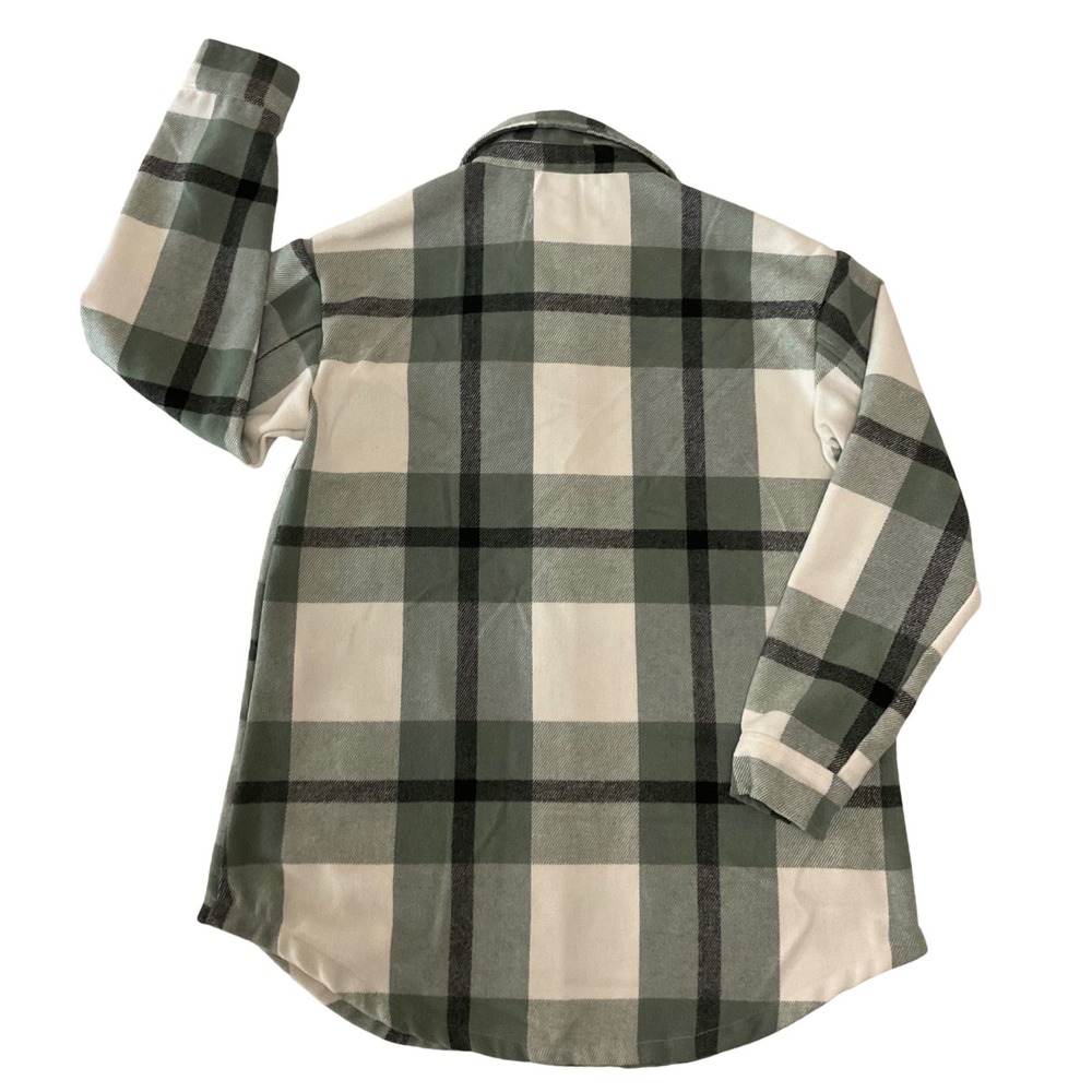 Ecothreads Women's Plaid Shirt Jacket Green Black White Size Medium - Picture 10 of 10